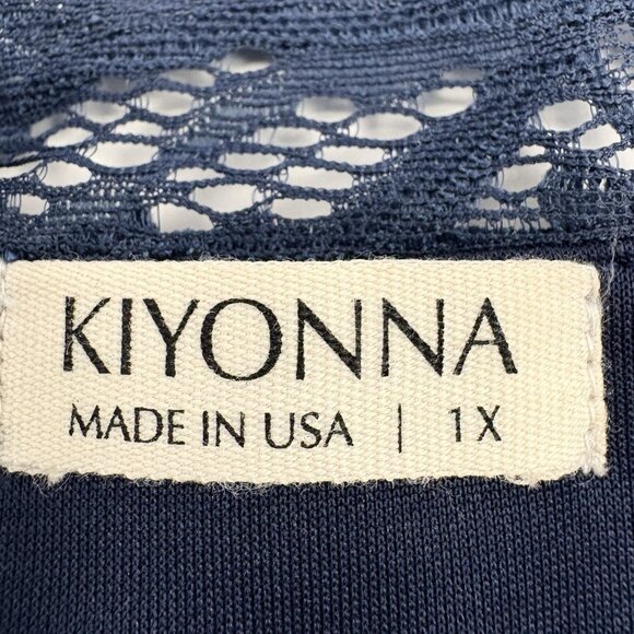 Kiyonna Plus Scalloped Boudoir Lace Sheath Dress Navy Blue 1X 14-16 - Picture 2 of 13